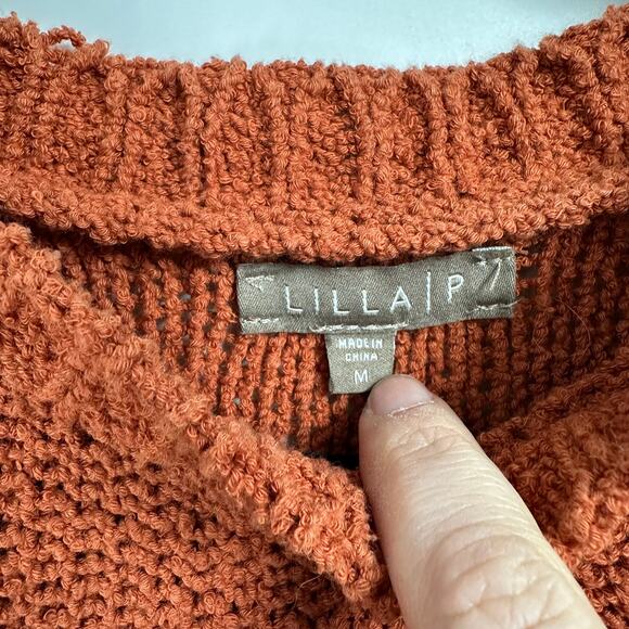 Lilla P Short Sleeve Knit Sweater Medium Orange - Picture 3 of 7